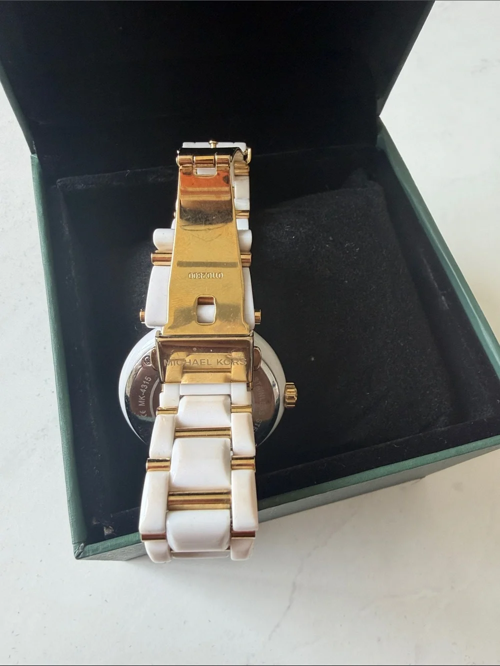 Michael Kors White and Gold Crystal-Accent Women's Bracelet Watch